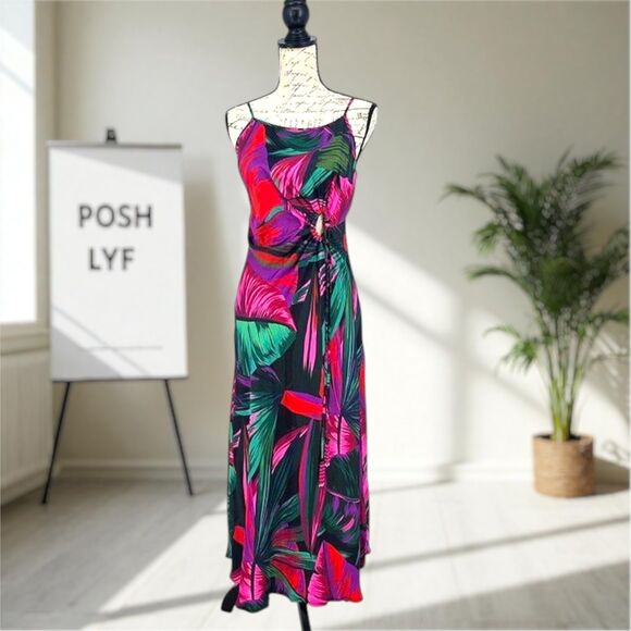 Farm Rio NWT Midnight Leaves Cut Out Maxi Dress Medium - Picture 1 of 11